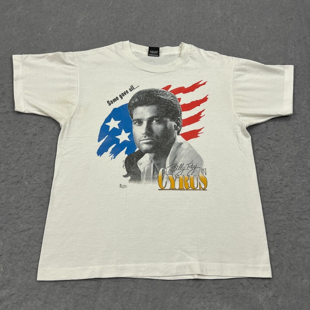 VTG Billy Ray Cyrus Shirt Men's Large White 1992 Some Gave All Single Stitch USA